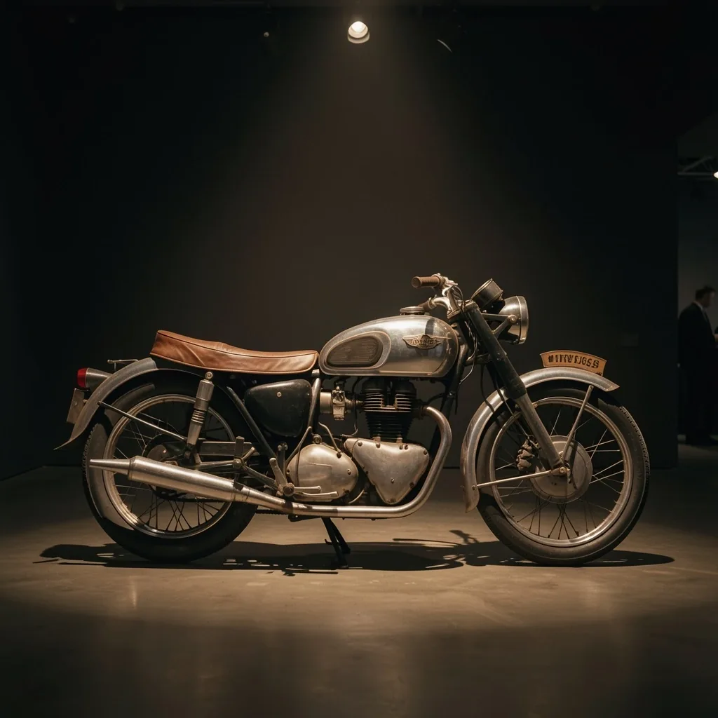 Zabytkowy motocykl na wystawie w klubie Foravell